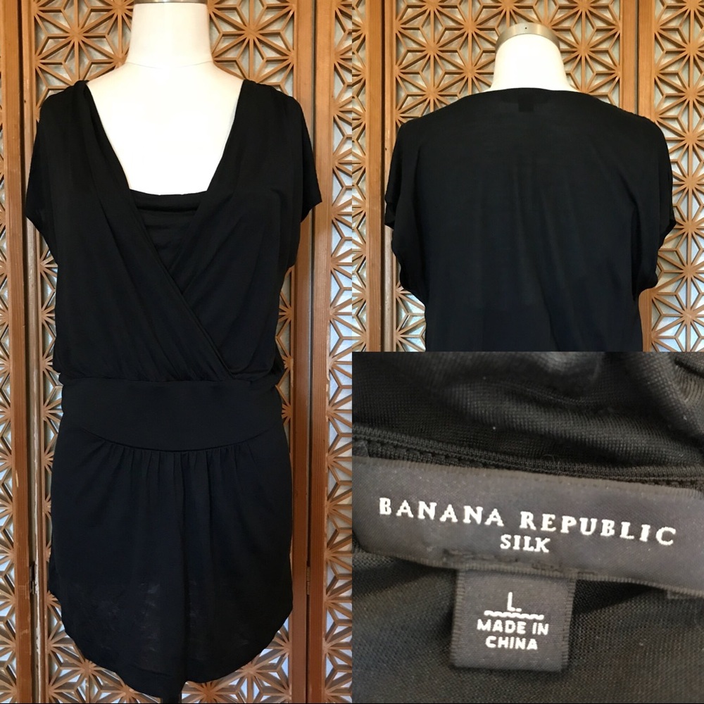 Banana Republic Silk Black Top Size L